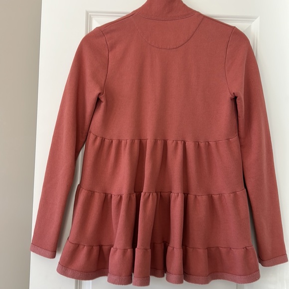 Anthropologie Dusty Rose Open Front Jacket w Tiered Ruffled Back & Pockets - Picture 8 of 11